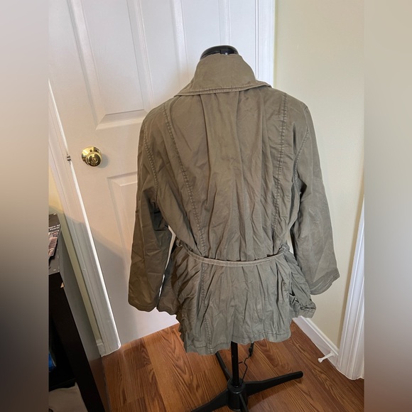 Old Navy 3X Double Breasted Army Green Waist Length Trench Coat - Picture 3 of 14